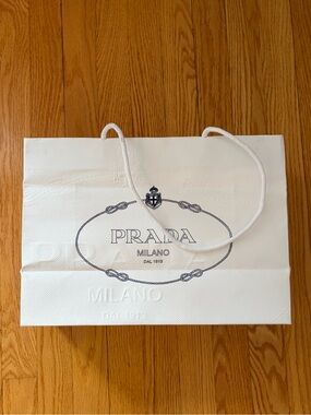 Prada Authentic Textured White Luxury Shopping Bag